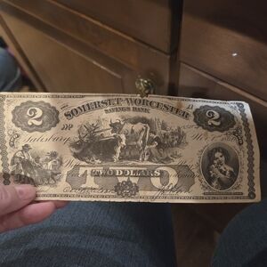 Vintage Somerset-Worcester $2 Banknote
